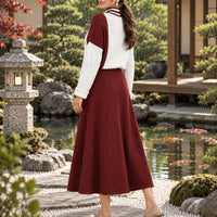 Women's Cable Knit Two Piece Set: High Neck Long Sleeve Sweater & A-Line Midi Skirt, Casual Elegant Pullover Outfit Natalia Home Fashion    Natalia Home Fashion