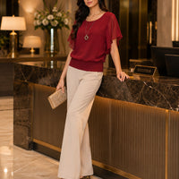 Women's Clothing Chiffon Short Sleeve Bat Wing Shirt Loose Fit Slimming T-Shirt For Women Natalia Home Fashion    Natalia Home Fashion