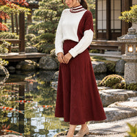 Women's Cable Knit Two Piece Set: High Neck Long Sleeve Sweater & A-Line Midi Skirt, Casual Elegant Pullover Outfit Natalia Home Fashion    Natalia Home Fashion