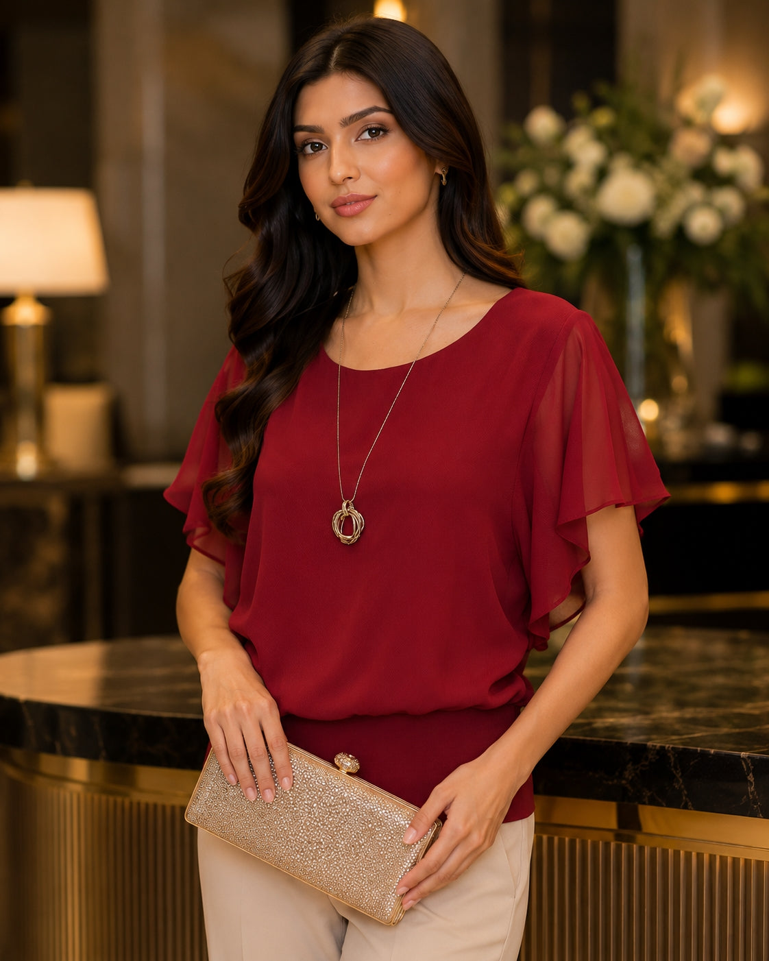 Women's Clothing Chiffon Short Sleeve Bat Wing Shirt Loose Fit Slimming T-Shirt For Women Natalia Home Fashion    Natalia Home Fashion