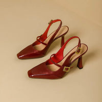 Comfortable Platform High Heels French Style Square Head Thin Strap Mule Women's Shoes