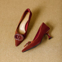 Women's Shoes Closed Toe Design Light Elegant Kitten High Heel Femme Wedding Dress Shoes Ladies Pumps Heeled Sandals for Women