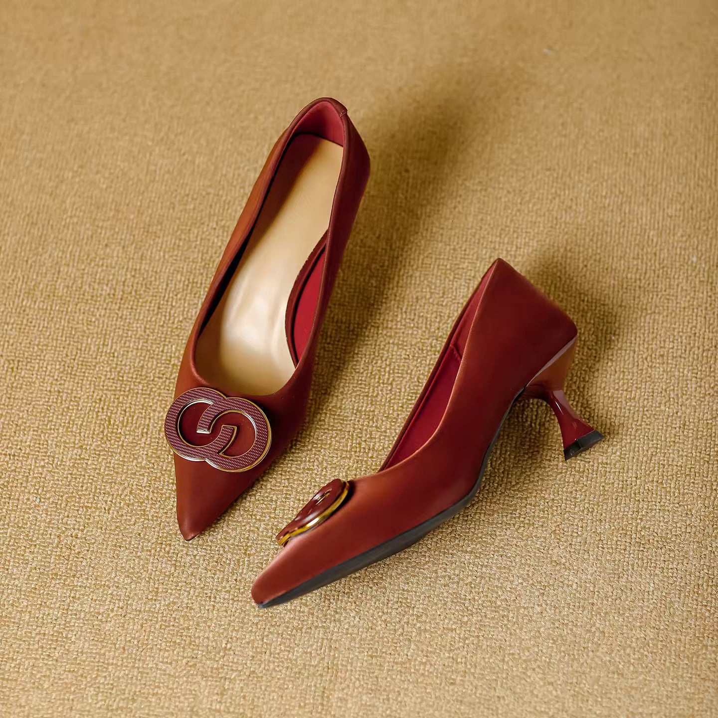 Women's Shoes Closed Toe Design Light Elegant Kitten High Heel Femme Wedding Dress Shoes Ladies Pumps Heeled Sandals for Women