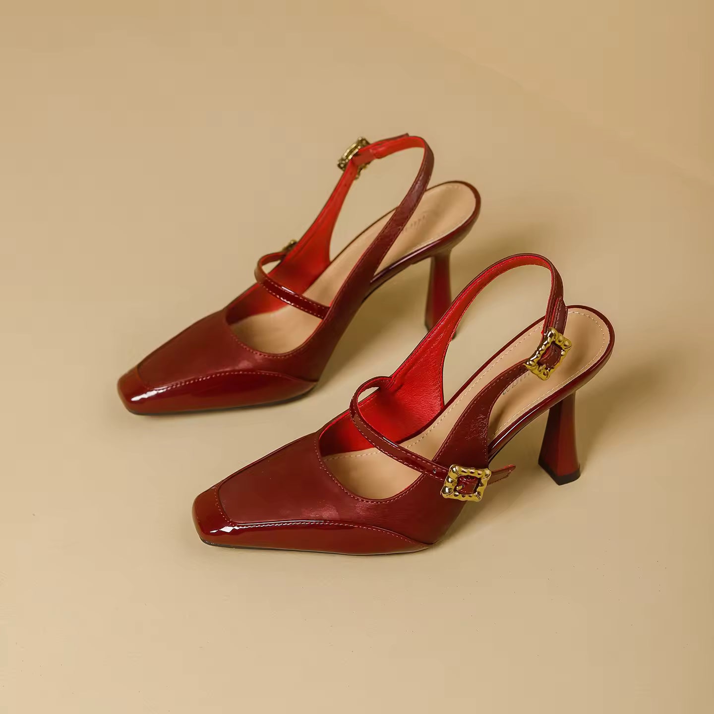 Comfortable Platform High Heels French Style Square Head Thin Strap Mule Women's Shoes