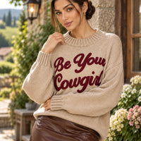 Women's Round Neck Tight Knit Sweater, Anti Pilling Breathable Casual Embroidery Pullover Sweater Natalia Home Fashion    Natalia Home Fashion