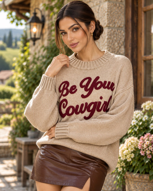 Women's Round Neck Tight Knit Sweater, Anti Pilling Breathable Casual Embroidery Pullover Sweater Natalia Home Fashion    Natalia Home Fashion