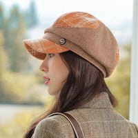 Cap Visors for Women Woolen Plaid Vintage Spring Autumn Navy Caps Flat Top Classic Beret British Newsboy Octagonal Hat Natalia Home Fashion    Natalia Home Fashion