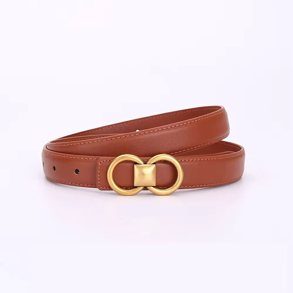 Belt Women Cow Leather Solid Color Symmetrical Buckle Waistband Jeans Dress Ladies Accessories Handmade