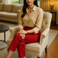 Style Women's Long Sleeve Satin Shirt Casual Style Fashion Design Lightweight Maturity Ladies Blouse