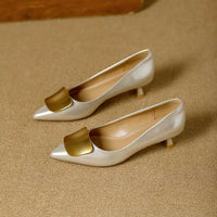 Metallic Thin Heel Pointed Toe Shoes For Women Elegant Office Career Work High Heels