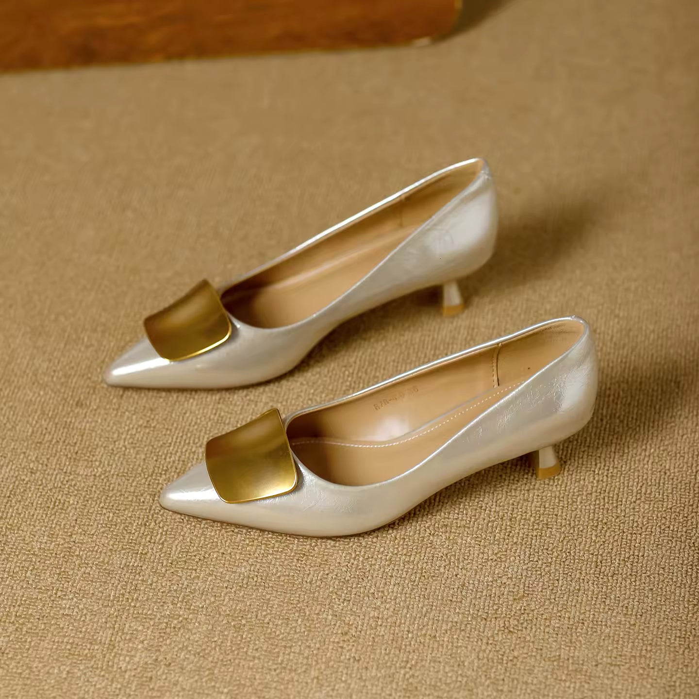 Metallic Thin Heel Pointed Toe Shoes For Women Elegant Office Career Work High Heels