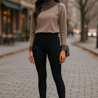 Sweaters Women Contrast Color Button Patchwork Chic Long Sleeve Loose Pullovers Knitted Tops