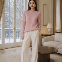 Thickened Pure Wool Knitted Sweater Women's Pullover Half High Collar Cashmere Base Layer Style