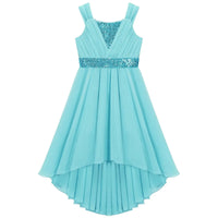 Children Flower Girls Dress Elegant Chiffon Princess Wedding Birthday Formal Party Dress Sleeveless Sequin Hi-low Maxi Gown Natalia Home Fashion    Natalia Home Fashion