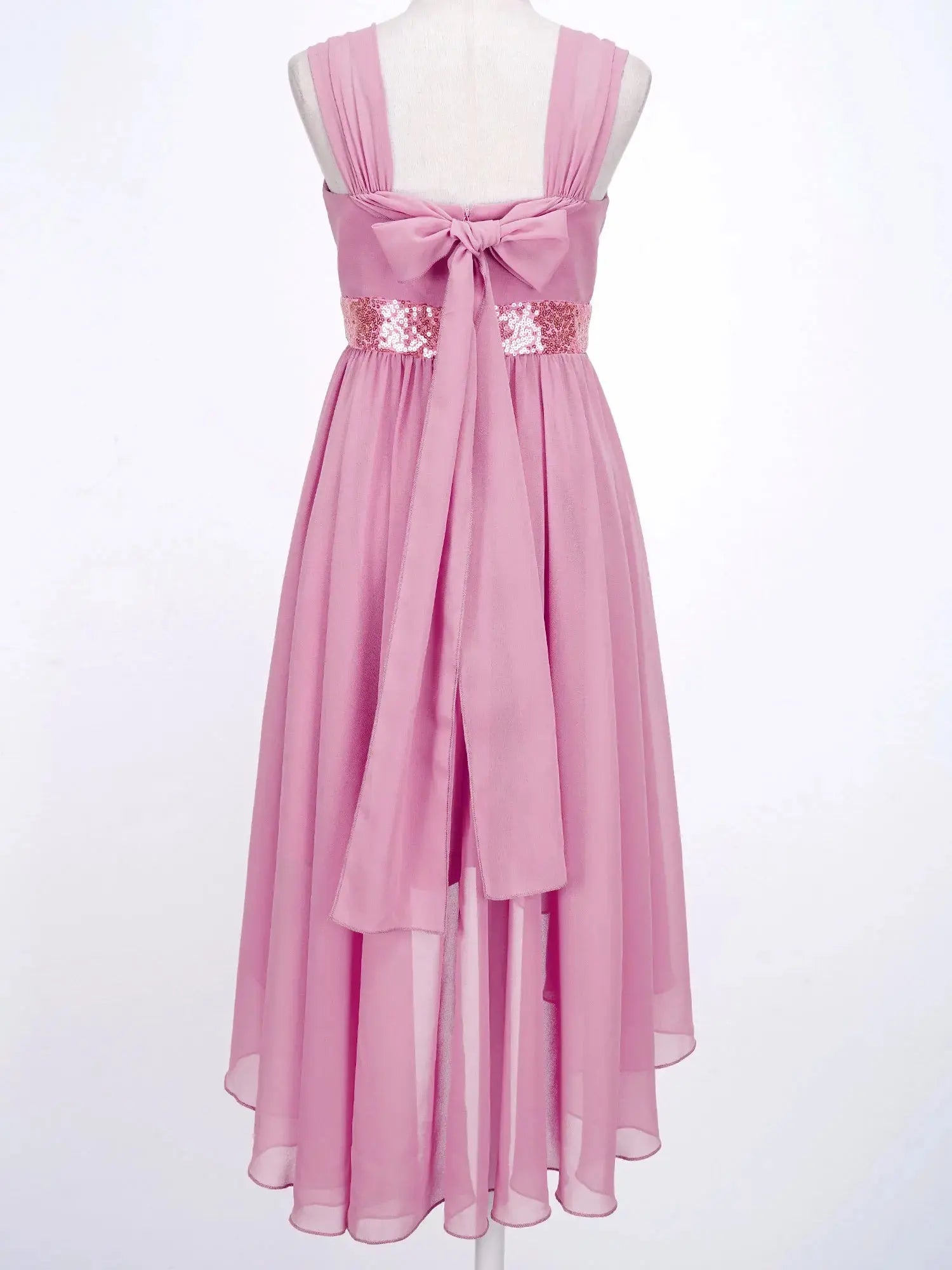 Children Flower Girls Dress Elegant Chiffon Princess Wedding Birthday Formal Party Dress Sleeveless Sequin Hi-low Maxi Gown Natalia Home Fashion    Natalia Home Fashion