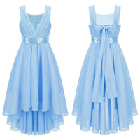 Children Flower Girls Dress Elegant Chiffon Princess Wedding Birthday Formal Party Dress Sleeveless Sequin Hi-low Maxi Gown Natalia Home Fashion   Blue-16 Natalia Home Fashion