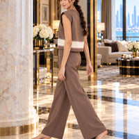 Clothing Suit Women's Knitwear Loose Slimming High-waisted Wide-leg Trousers Fashionable Two-piece Set Natalia Home Fashion    Natalia Home Fashion