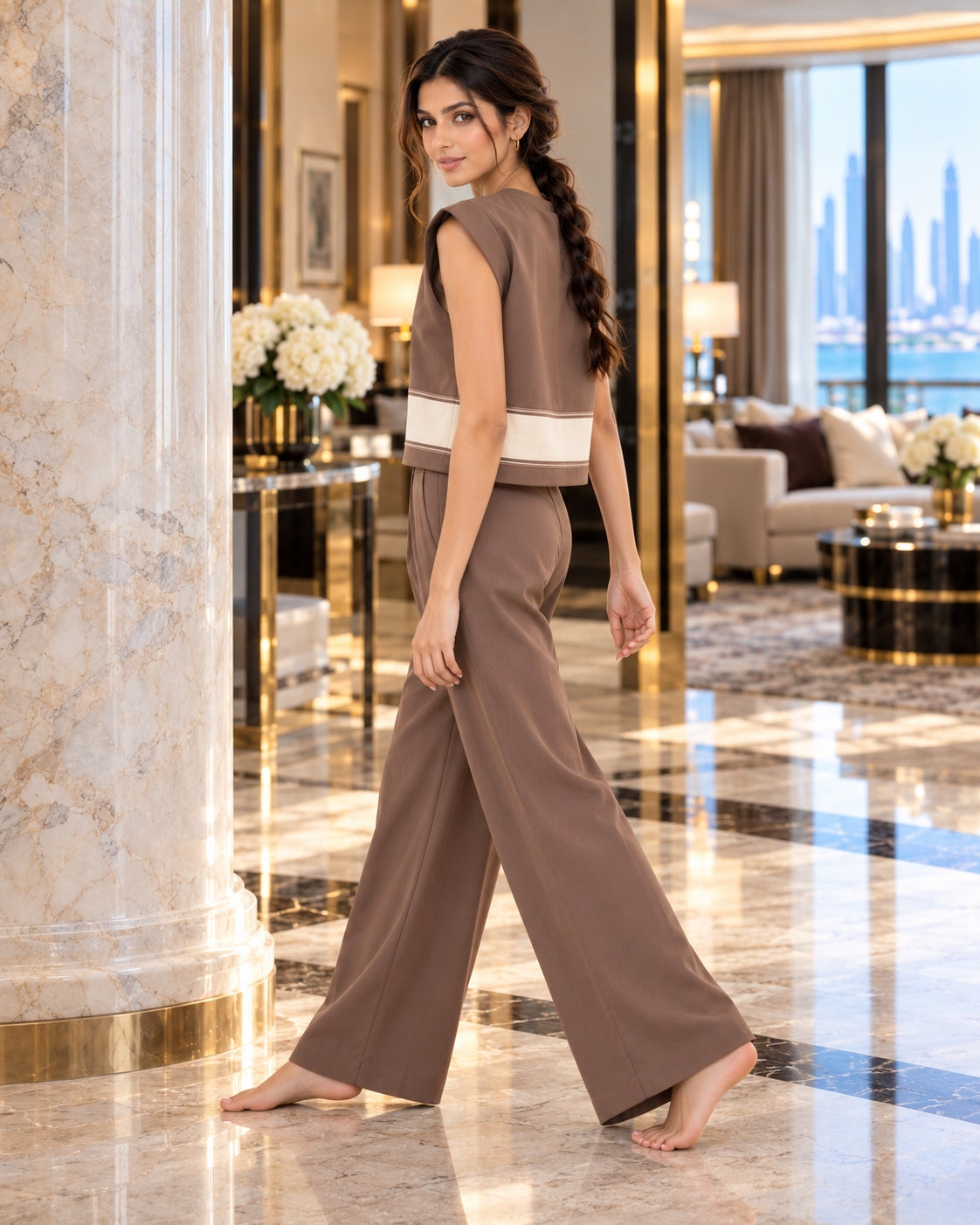 Clothing Suit Women's Knitwear Loose Slimming High-waisted Wide-leg Trousers Fashionable Two-piece Set Natalia Home Fashion    Natalia Home Fashion