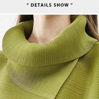 Pleated High Collar Lantern Sleeve Tops Wide Leg Pants Women Spring Causal Two Piece Sets Natalia Home Fashion    Natalia Home Fashion