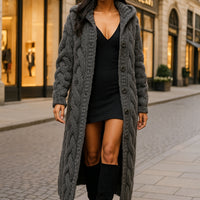 Oversized Women Loose Knitted Sweaters Thick Long Sleeve Pocket Button Knitted Long Cardigan Coats