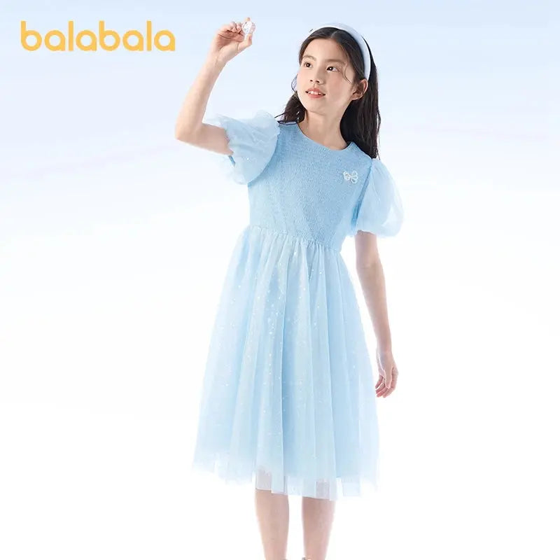 Dress Girls Children Dress New Style Preteen Mesh Skirt Sweet Bubble Sleeves Natalia Home Fashion    Natalia Home Fashion