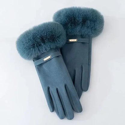Elegant Women's Gloves Touch Screen Velvet Thickened Gloves Rabbit Fur Women's Warm Mittens Glove Natalia Home Fashion    Natalia Home Fashion
