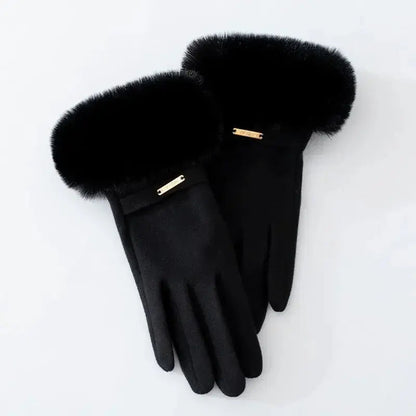 Elegant Women's Gloves Touch Screen Velvet Thickened Gloves Rabbit Fur Women's Warm Mittens Glove Natalia Home Fashion    Natalia Home Fashion