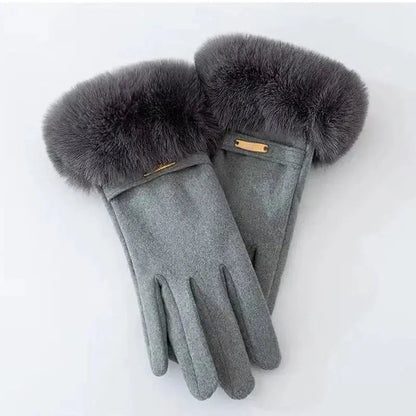 Elegant Women's Gloves Touch Screen Velvet Thickened Gloves Rabbit Fur Women's Warm Mittens Glove Natalia Home Fashion    Natalia Home Fashion
