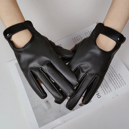 Fashion Chain Women' PU Leather Gloves Winter Warm Plus Velvet Thicken Full Finger Outdoor Riding Touch Screen Driving Mittens Natalia Home Fashion    Natalia Home Fashion