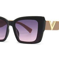 Fashion Elegant Cat Eye Sunglasses  Vintage Luxury Brand Designer Black Oversized Ladies Sunglasses Square Eyewear Natalia Home Fashion   Black-Purple Natalia Home Fashion