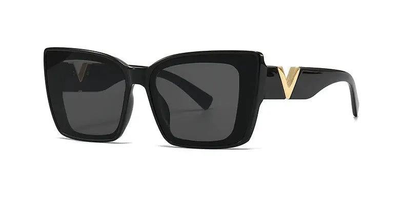 Fashion Elegant Cat Eye Sunglasses  Vintage Luxury Brand Designer Black Oversized Ladies Sunglasses Square Eyewear Natalia Home Fashion   Black-Gray Natalia Home Fashion