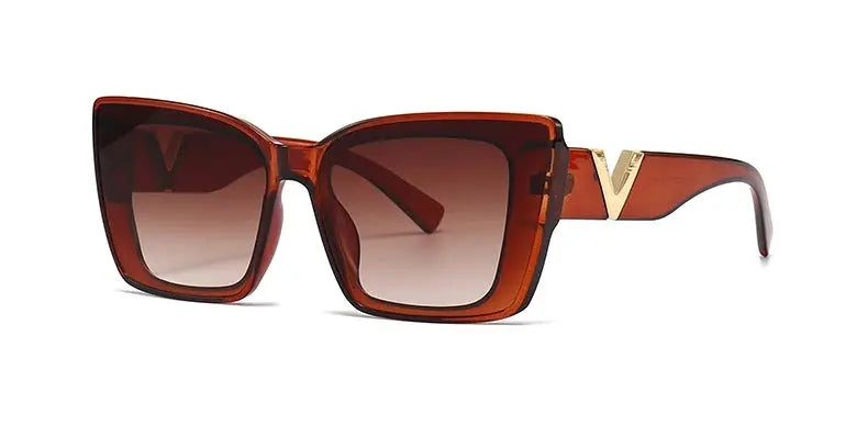 Fashion Elegant Cat Eye Sunglasses  Vintage Luxury Brand Designer Black Oversized Ladies Sunglasses Square Eyewear Natalia Home Fashion   Tea-Tea Natalia Home Fashion