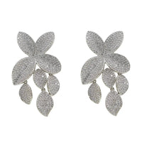 Fashion Luxury Iced Out Bling Sparking Cz Big Flower Leaf Dangle Earrings For Women High Quality Wedding Jewelry Natalia Home Fashion    Natalia Home Fashion