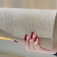 Fashion Shell Shape Evening Bags Metallic Chains Ruffles Elegant Sling Bags For Women Messenger Shoulder Bags My Store