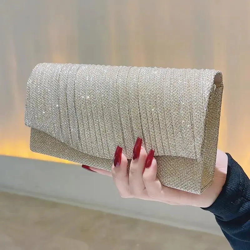 Fashion Shell Shape Evening Bags Metallic Chains Ruffles Elegant Sling Bags For Women Messenger Shoulder Bags My Store