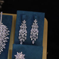 Fashion White 5A CZ Zirconia Leaf Earring Necklace for Women Bridal Weddings Jewelry Set Bijoux Femme Ensembl Natalia Home Fashion    Natalia Home Fashion