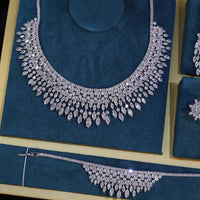 Fashion White 5A CZ Zirconia Leaf Earring Necklace for Women Bridal Weddings Jewelry Set Bijoux Femme Ensembl Natalia Home Fashion    Natalia Home Fashion