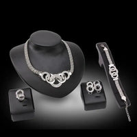 Fashion five-ring suit necklace earrings bracelet ring four-piece set retro bride photo gift Natalia Home Fashion    Natalia Home Fashion