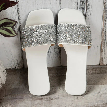 Flat Slippers for Women Designer  Rhinestone Flip-flops Ladies Fashion Casual Sequin Slipper Shoes Woman Natalia Home Fashion    Natalia Home Fashion