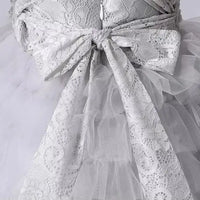 Flower Girl Dresses Gray Tulle Appliques Tiered Long Skirt Sleeveless For Wedding Birthday Party Banquet Princess Gowns Natalia Home Fashion    Natalia Home Fashion