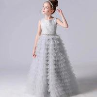 Flower Girl Dresses Tulle Appliques Tiered Long Skirt Sleeveless For Wedding Birthday Party Banquet Princess Gowns Natalia Home Fashion    Natalia Home Fashion