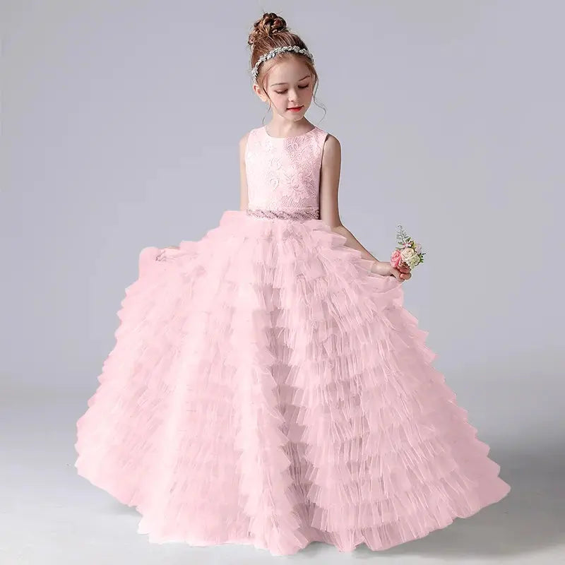 Flower Girl Dresses Tulle Appliques Tiered Long Skirt Sleeveless For Wedding Birthday Party Banquet Princess Gowns Natalia Home Fashion   Dusty-Pink-child-4 Natalia Home Fashion