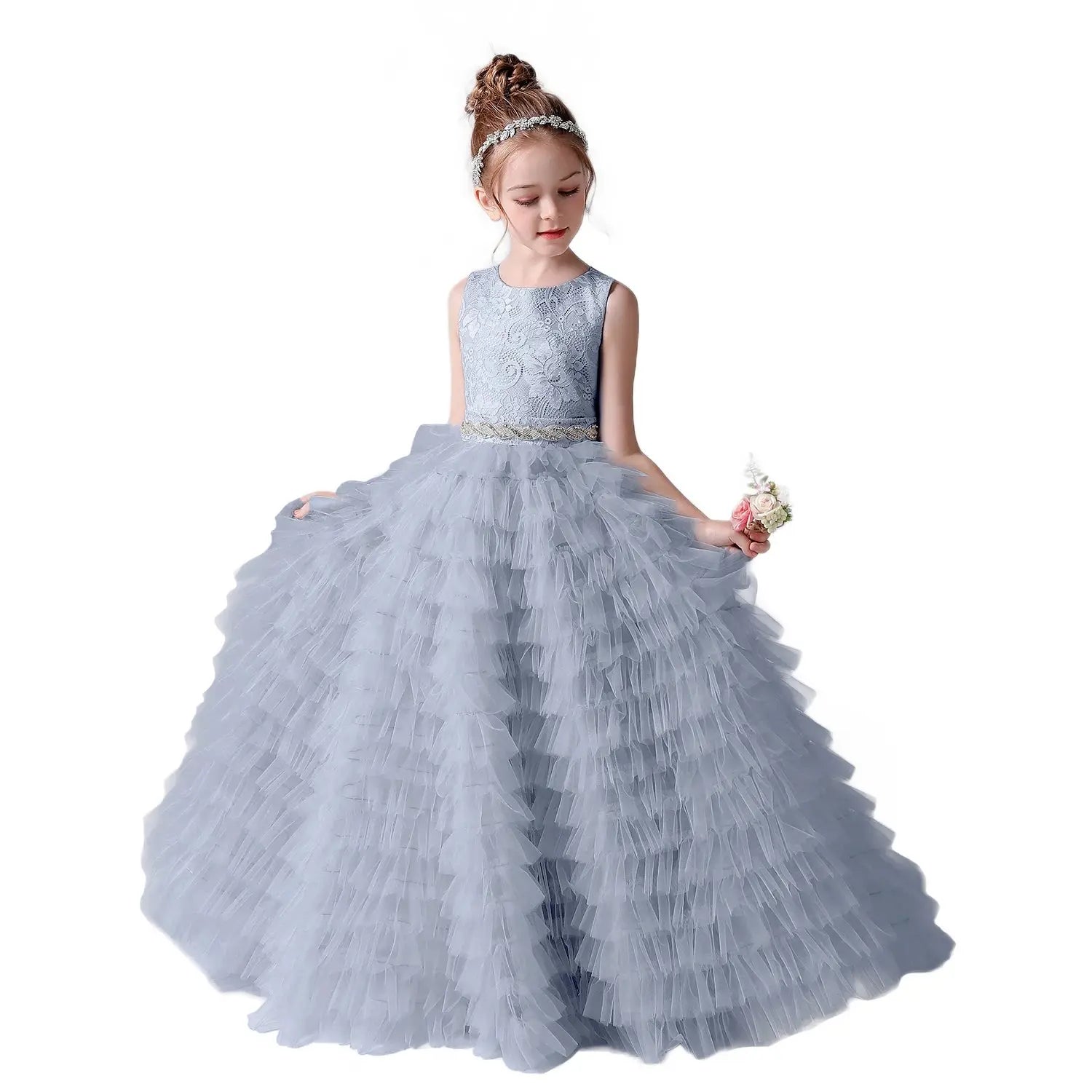 Flower Girl Dresses Tulle Appliques Tiered Long Skirt Sleeveless For Wedding Birthday Party Banquet Princess Gowns Natalia Home Fashion   Dusty-Blue-Child-11 Natalia Home Fashion