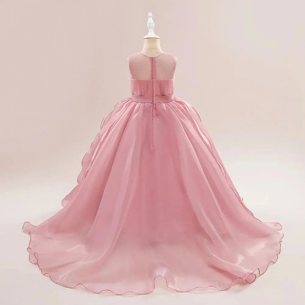 Flower Girls Bridesmaid Dresses For Wedding Party Gown Elegant Kids Trailing White Formal Evening Dress Long Princess Vestidos Natalia Home Fashion    Natalia Home Fashion