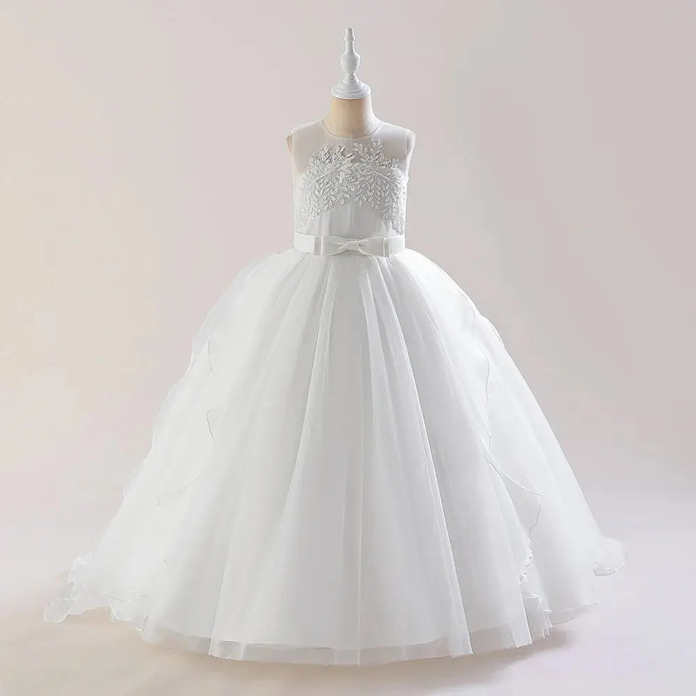 Flower Girls Bridesmaid Dresses For Wedding Party Gown Elegant Kids Trailing White Formal Evening Dress Long Princess Vestidos Natalia Home Fashion   white-11-12T-160 Natalia Home Fashion