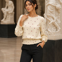 Women's Loose T-shirt Spring and Autumn New Solid Color Long-sleeved Lotus Leaf Sleeve Crew Neck Top Natalia Home Fashion    Natalia Home Fashion