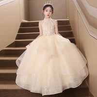 Formal Pink Bride maid Dresses For Girls Evening Elegant Sequin Tulle Flower Princess Wedding Party Dress Birthday Prom Costume Natalia Home Fashion    Natalia Home Fashion