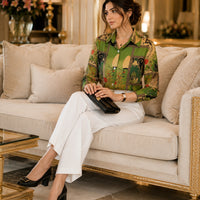 Slim Floral Long-sleeved Shirt Loose Printed Top for Women