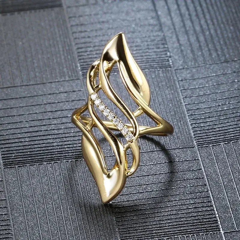Geometric Shaped Finger Ring for Women Luxury Wedding Band Accessory Hollow Out Modern Fashion Design New Jewelry Natalia Home Fashion   Q611-9 Natalia Home Fashion