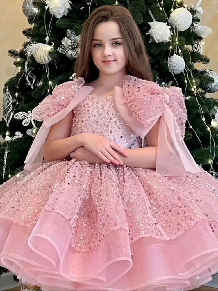 Girl's dresses for formal occasions Big Bow and Fluffy Ballet Performance prom dress Birthday Girl's Princess Dress Natalia Home Fashion    Natalia Home Fashion